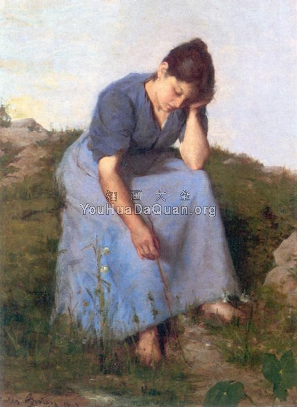 Young Woman in a Field - 朱利斯·布雷顿